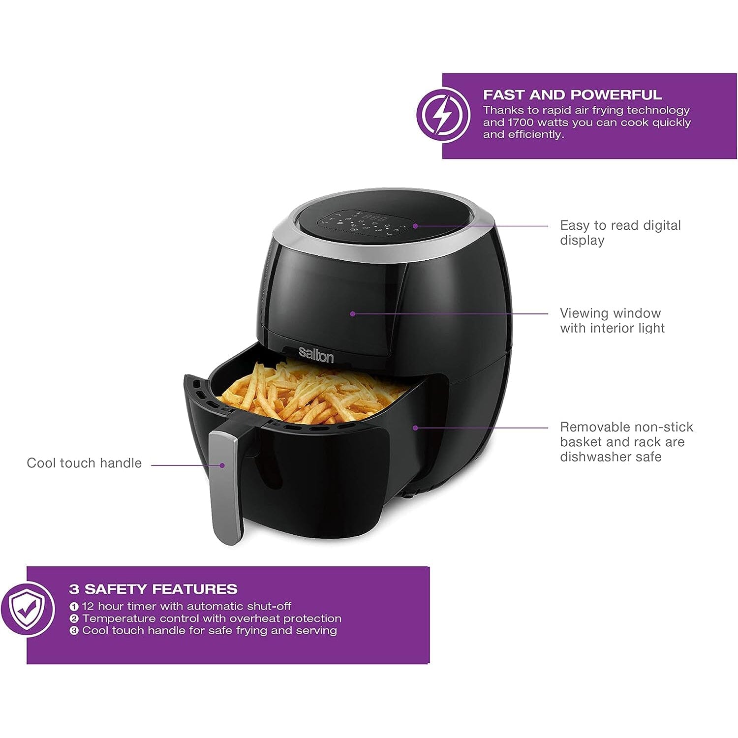 Salton Air Fryer XXL with Viewing Window - 8L __stock:50 Kitchen & Dining refund_fee:2800 Warranty