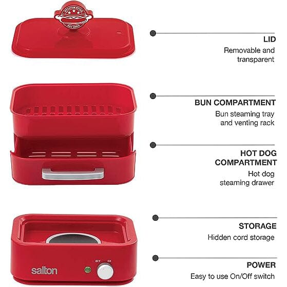 Salton Hot Dog Food Steamer __stock:50 Kitchen & Dining refund_fee:1800 Warranty