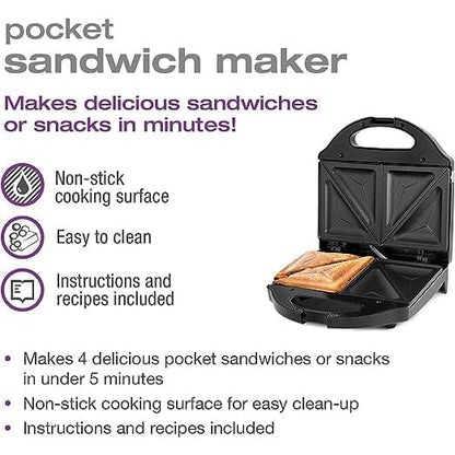 Salton Pocket Sandwich Maker - Black __stock:50 Kitchen & Dining refund_fee:1200 Warranty