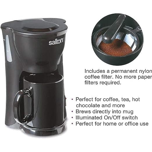 Salton Space Saving 1 Cup Coffeemaker - Black __stock:50 Kitchen & Dining refund_fee:1200 Warranty