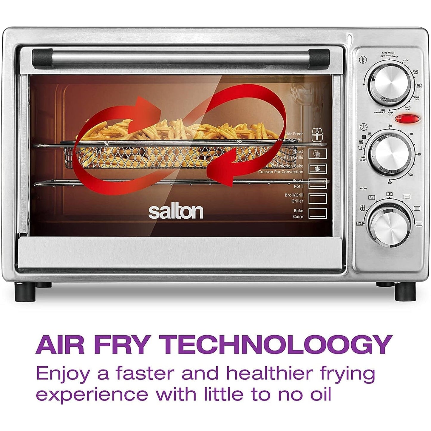 Salton Stainless Steel Air Fryer Toaster Oven __stock:50 Kitchen & Dining refund_fee:2800 Warranty