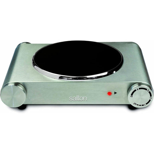 Salton Stainless Steel Infrared Portable Electric Cooktop Single __stock:50 Kitchen & Dining refund_fee:2200 Warranty