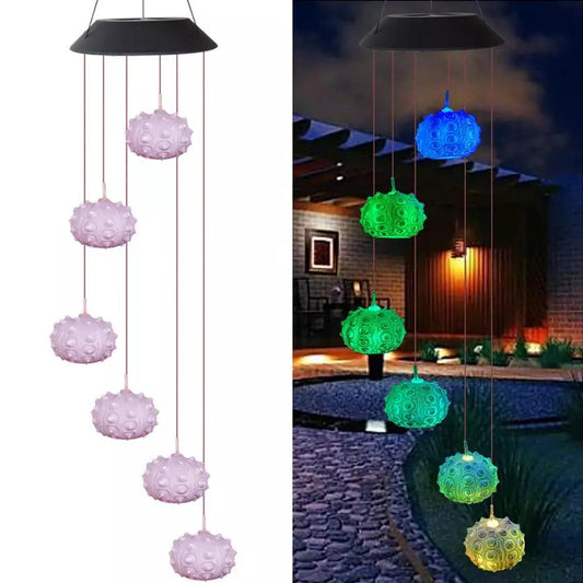 Sea Urchin Solar Light Wind Chime - LED Color Changing Decorative Hanging Lights refund_fee:1200 String & Fairy Lights Warranty