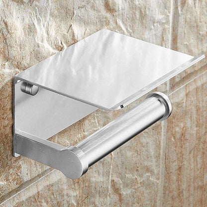 Self-adhesive Toilet Paper Holder With Shelf Silver __stock:500 Bath refund_fee:800