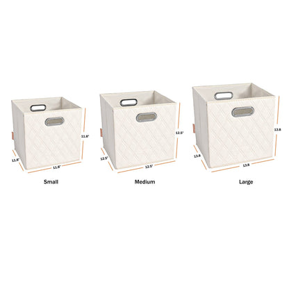 Set of 2: 11-13" Foldable Diamond Patterned Faux Leather Storage Cube Bins __stock:50 Closet & Storage refund_fee:1200