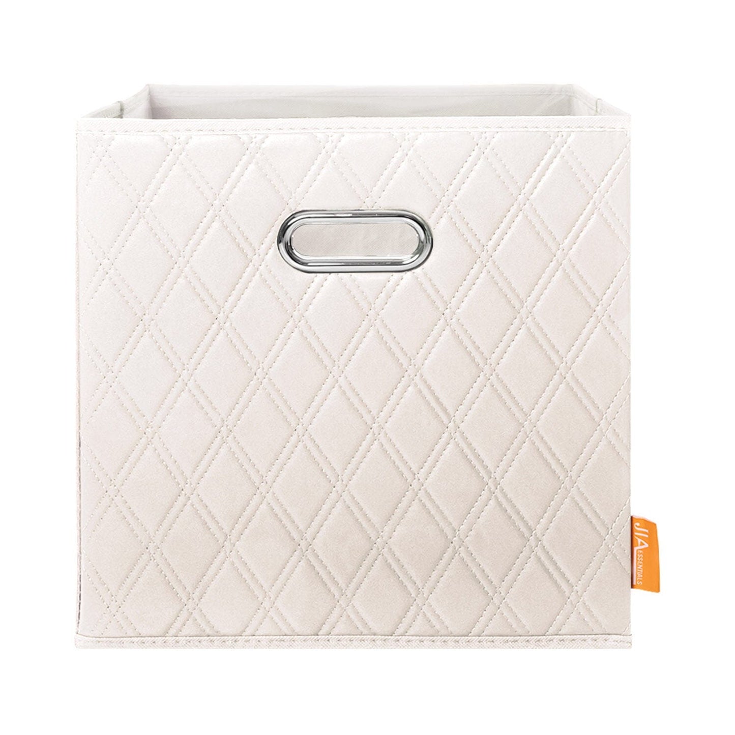 Set of 2: 11-13" Foldable Diamond Patterned Faux Leather Storage Cube Bins __stock:50 Closet & Storage refund_fee:1200