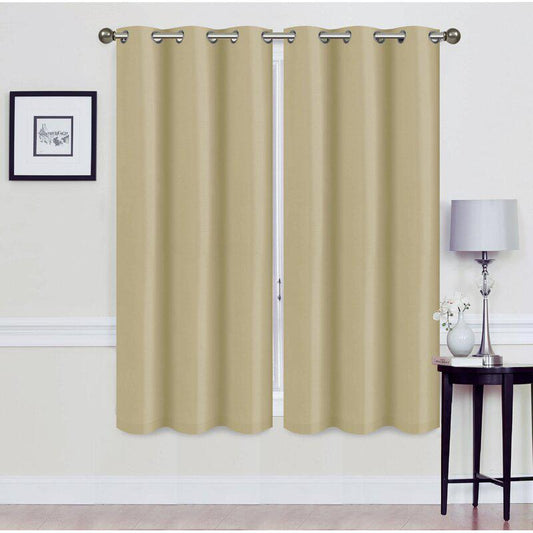 Set of 2: Foam-Backed Blackout Grommet Curtain Panel Beige __stock:250 Furniture and Décor refund_fee:1200