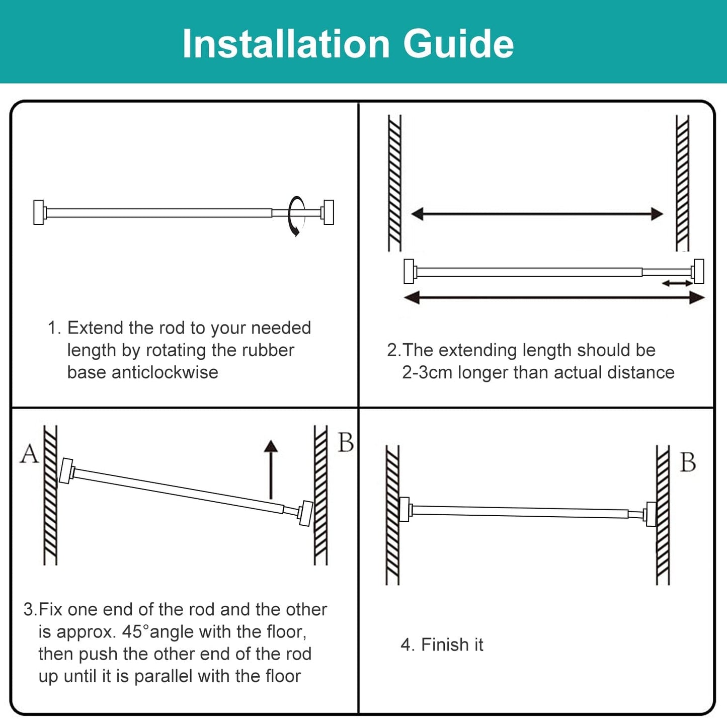 Shower Curtain Rod Adjustable Tension __stock:50 Furniture and Décor refund_fee:1200