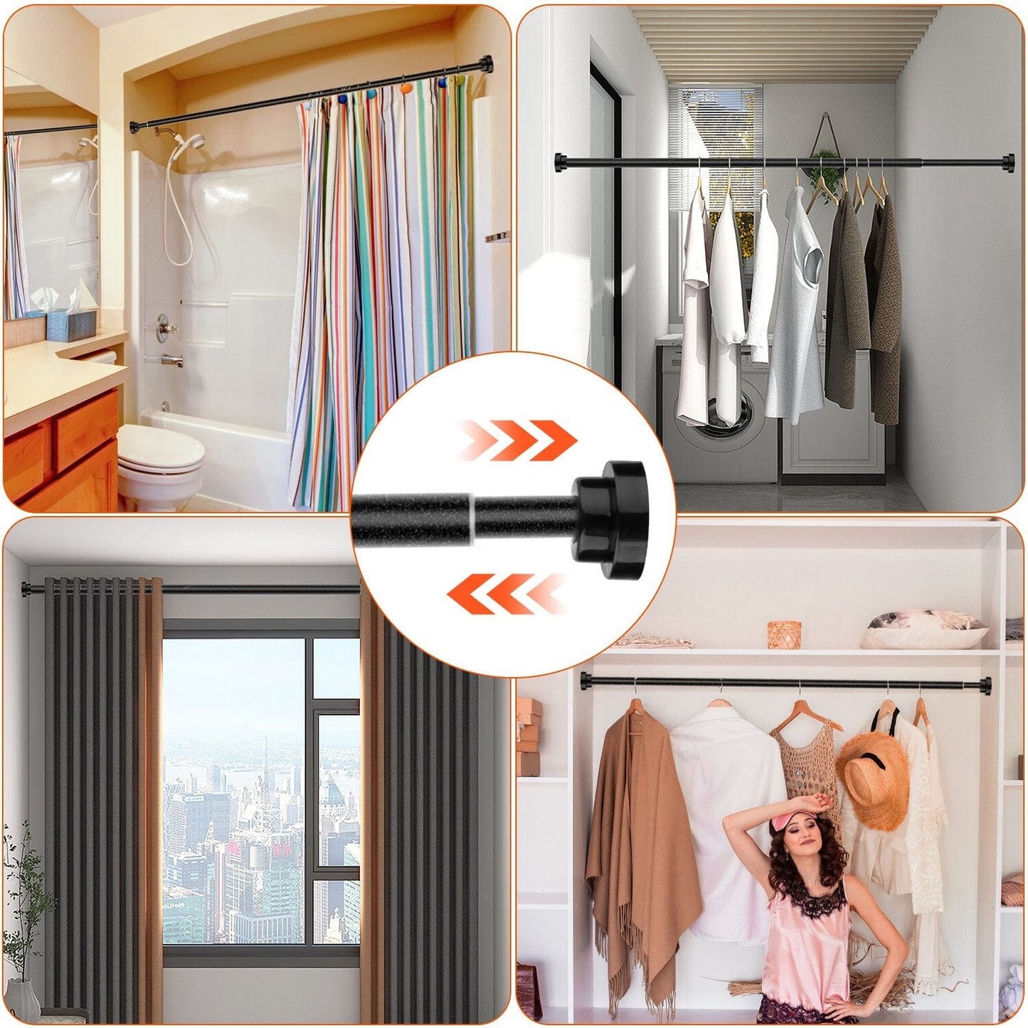 Shower Curtain Rod Adjustable Tension __stock:50 Furniture and Décor refund_fee:1200