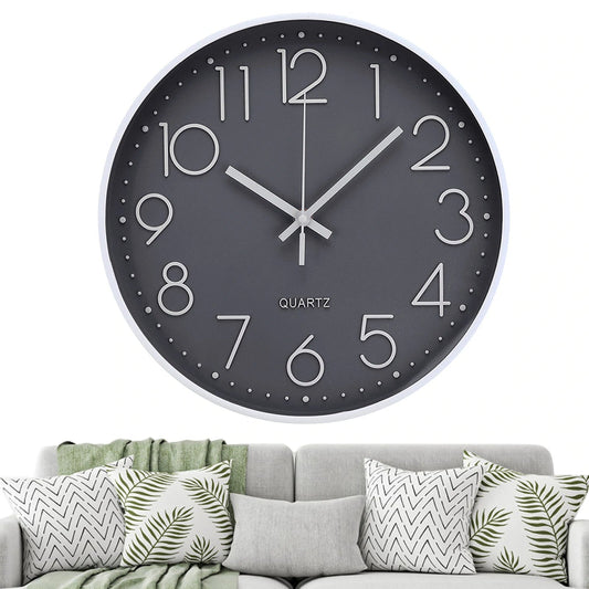 Silent Quartz Decorative Battery Powered Wall Clock Gray __stock:200 Household Appliances refund_fee:1200 Warranty