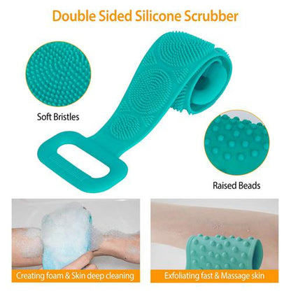 Silicone Back Scrubber Belt for Shower Exfoliating Foaming Body __label1:BOGO FREE __stock:450 Bath Clearance refund_fee:800