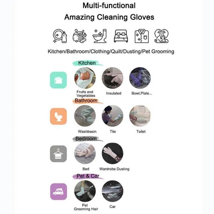 Silicone Scrubber Bristly Gloves Kitchen & Dining refund_fee:800