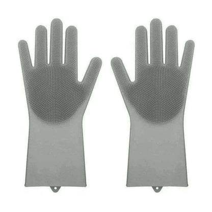 Silicone Scrubber Bristly Gloves Gray Kitchen & Dining refund_fee:800