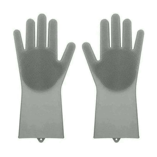 Silicone Scrubber Bristly Gloves Gray Kitchen & Dining refund_fee:800