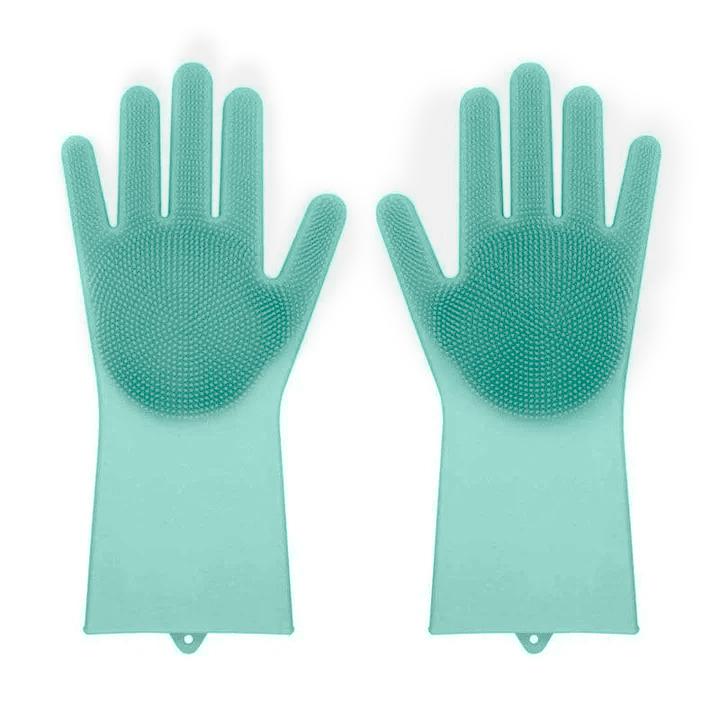 Silicone Scrubber Bristly Gloves Green Kitchen & Dining refund_fee:800