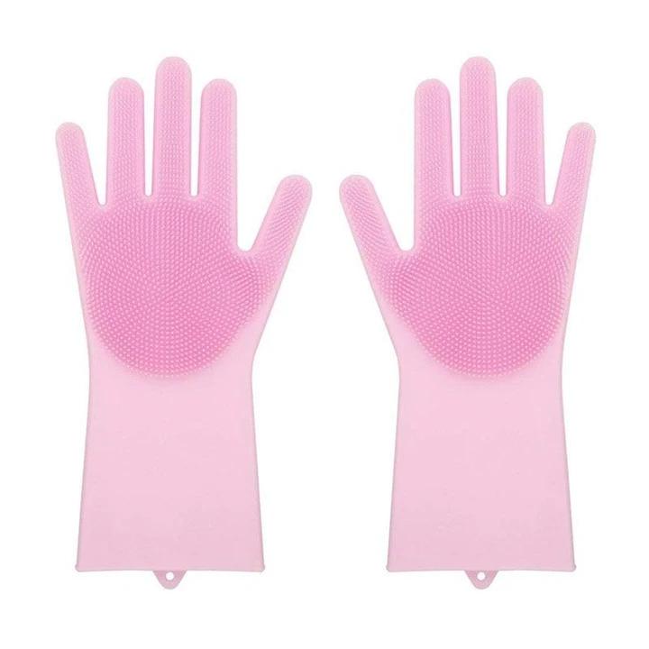 Silicone Scrubber Bristly Gloves Pink Kitchen & Dining refund_fee:800