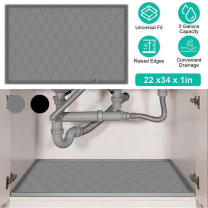 Silicone Under Sink Mat Liner with Drain Hole __stock:50 Kitchen & Dining refund_fee:1200