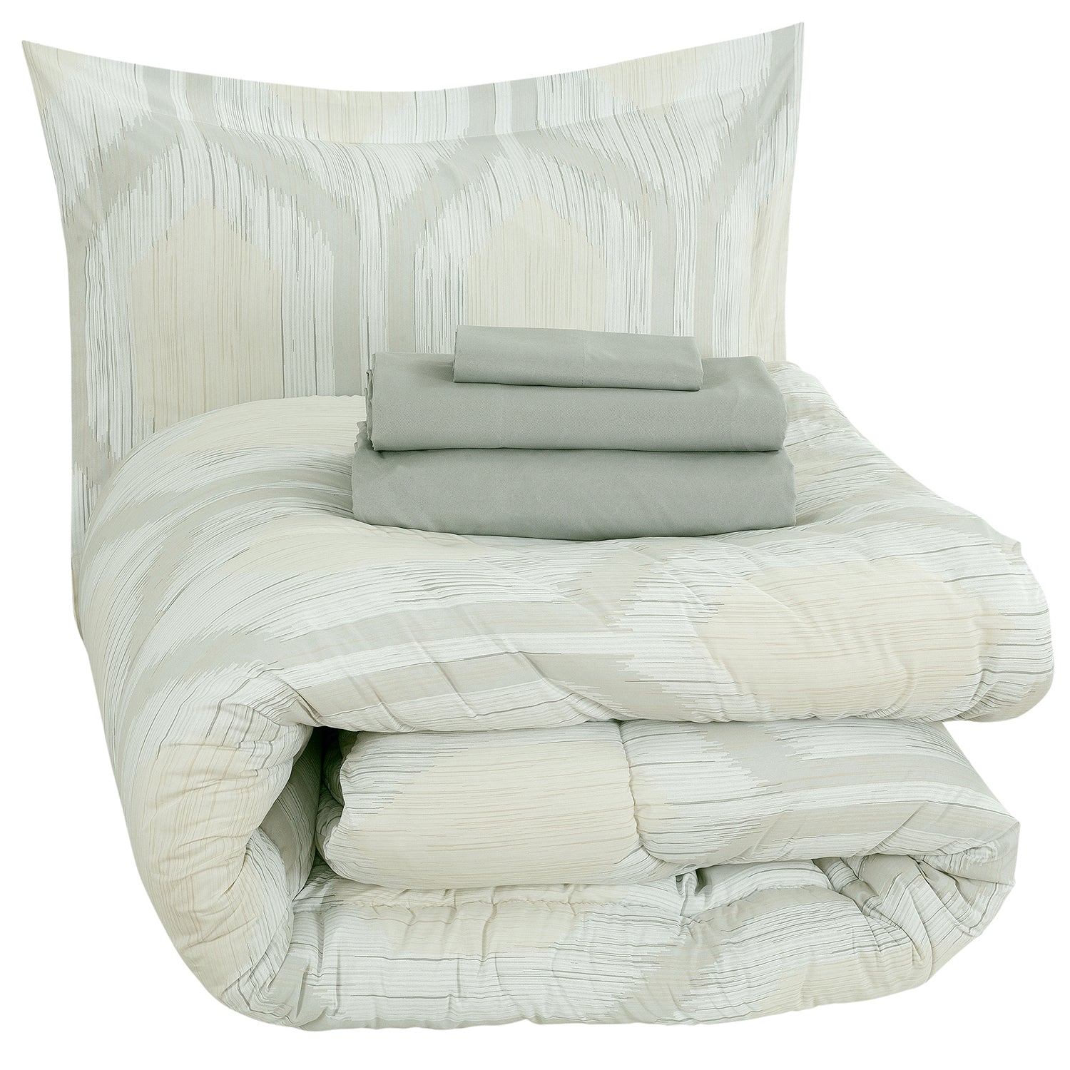 Sloane Street Hexagon Strié Stripe Reversible Bed in a Bag __label2:BOGO 30% OFF __stock:100 Bedding refund_fee:1800