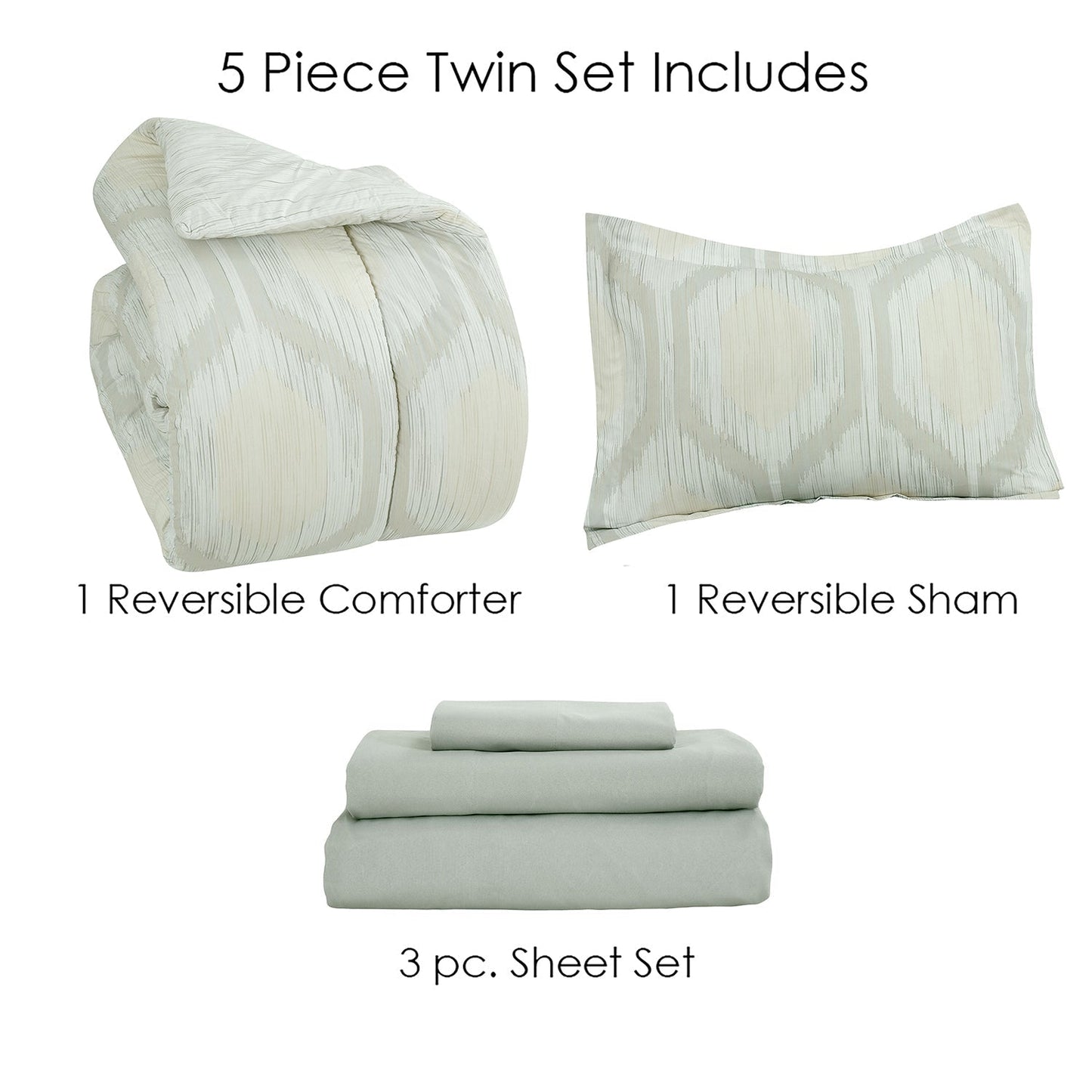 Sloane Street Hexagon Strié Stripe Reversible Bed in a Bag __label2:BOGO 30% OFF __stock:100 Bedding refund_fee:1800