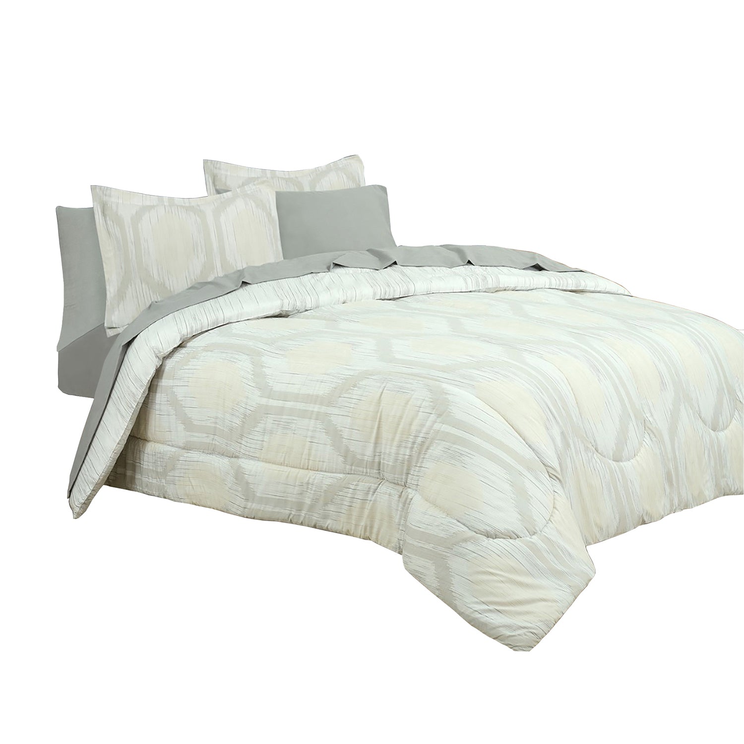 Sloane Street Hexagon Strié Stripe Reversible Bed in a Bag __label2:BOGO 30% OFF __stock:100 Bedding refund_fee:1800