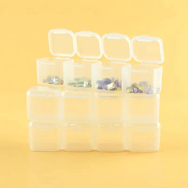 Small 28 Grids Diamond Box Clear Plastic Jewelry Craft Storage Container __stock:200 Closet & Storage refund_fee:800