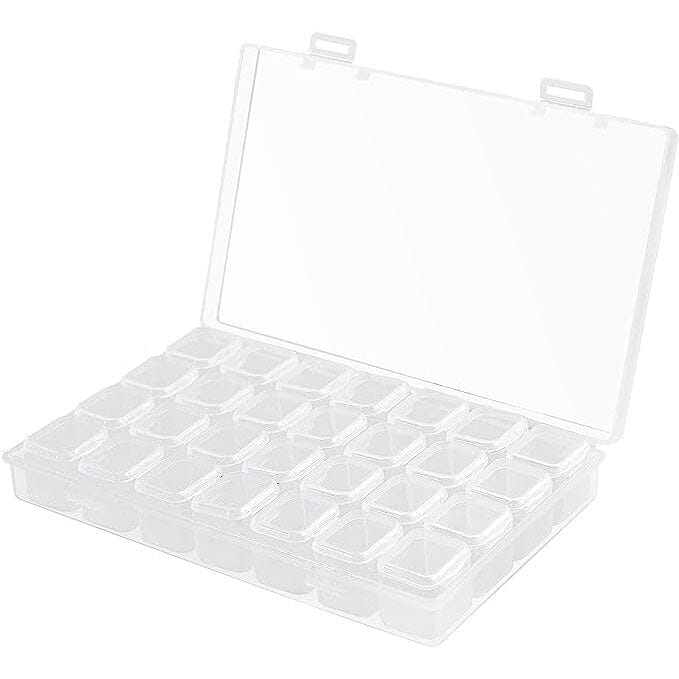 Small 28 Grids Diamond Box Clear Plastic Jewelry Craft Storage Container __stock:200 Closet & Storage refund_fee:800