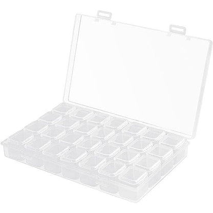 Small 28 Grids Diamond Box Clear Plastic Jewelry Craft Storage Container __stock:200 Closet & Storage refund_fee:800