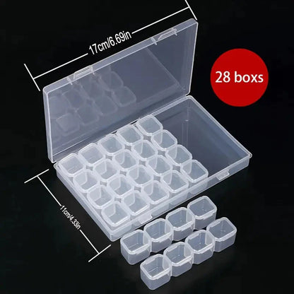 Small 28 Grids Diamond Box Clear Plastic Jewelry Craft Storage Container __stock:200 Closet & Storage refund_fee:800