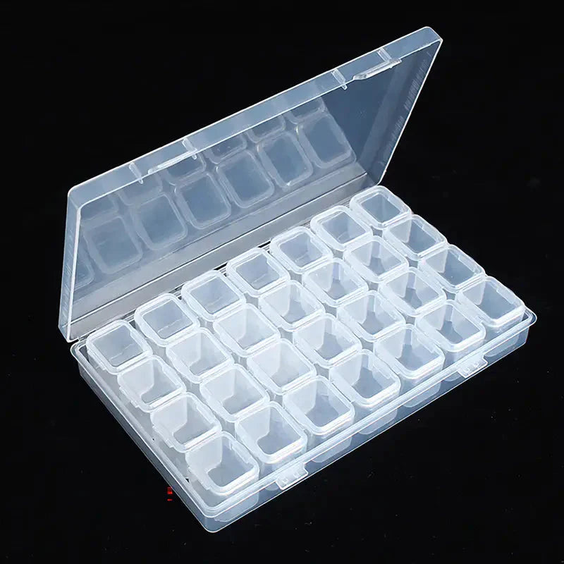 Small 28 Grids Diamond Box Clear Plastic Jewelry Craft Storage Container __stock:200 Closet & Storage refund_fee:800