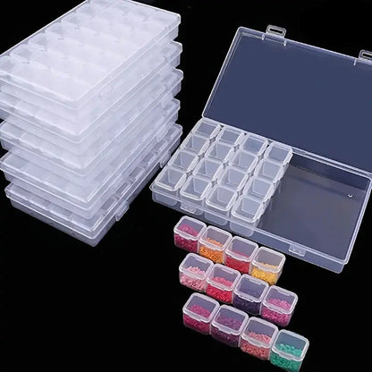 Small 28 Grids Diamond Box Clear Plastic Jewelry Craft Storage Container __stock:200 Closet & Storage refund_fee:800