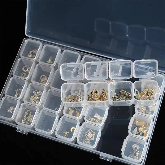 Small 28 Grids Diamond Box Clear Plastic Jewelry Craft Storage Container __stock:200 Closet & Storage refund_fee:800