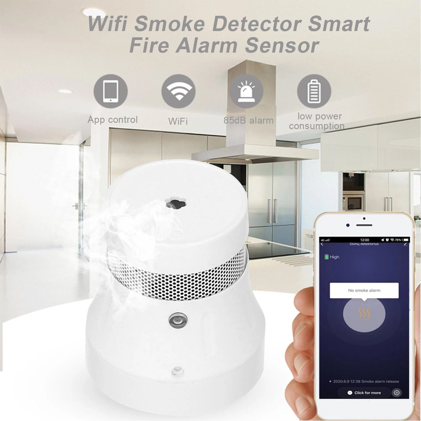 Smart WiFi Standalone Photoelectric Smoke Alarm __stock:200 Household Appliances refund_fee:800