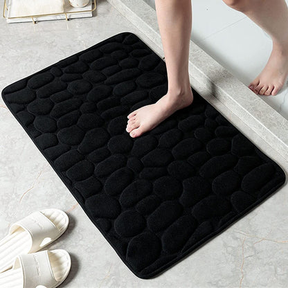 Soft Memory Foam Non Slip Cobblestone Embossing Bath Mat Black __stock:200 Bath refund_fee:800 show-color-swatches