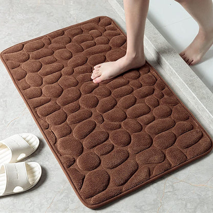 Soft Memory Foam Non Slip Cobblestone Embossing Bath Mat Coffee __stock:200 Bath refund_fee:800 show-color-swatches