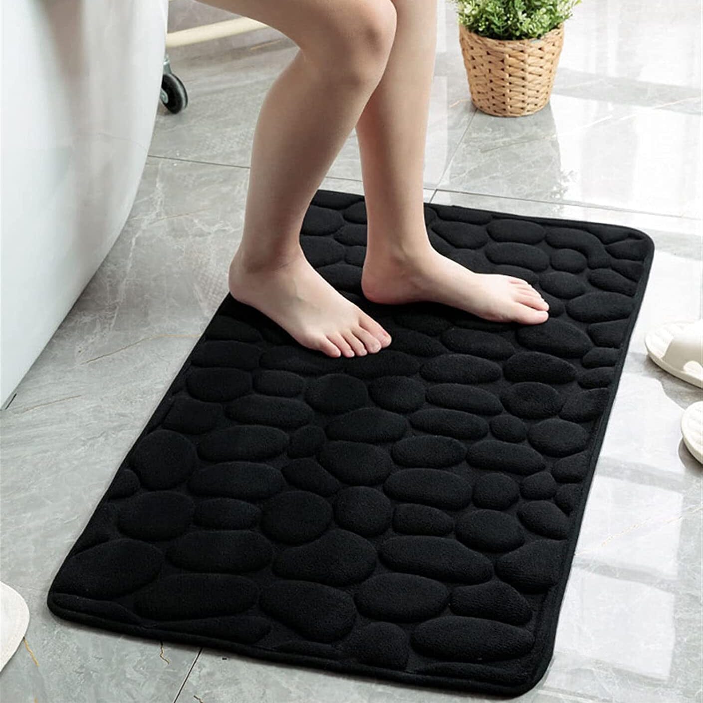 Soft Memory Foam Non Slip Cobblestone Embossing Bath Mat __stock:200 Bath refund_fee:800 show-color-swatches