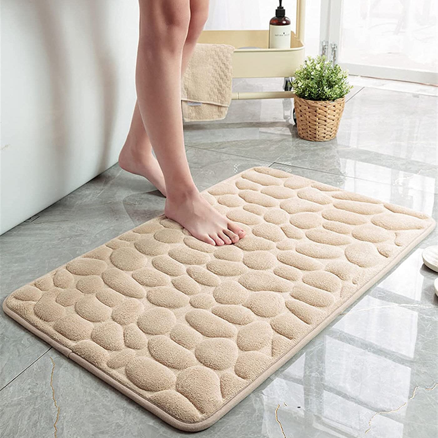 Soft Memory Foam Non Slip Cobblestone Embossing Bath Mat __stock:200 Bath refund_fee:800 show-color-swatches