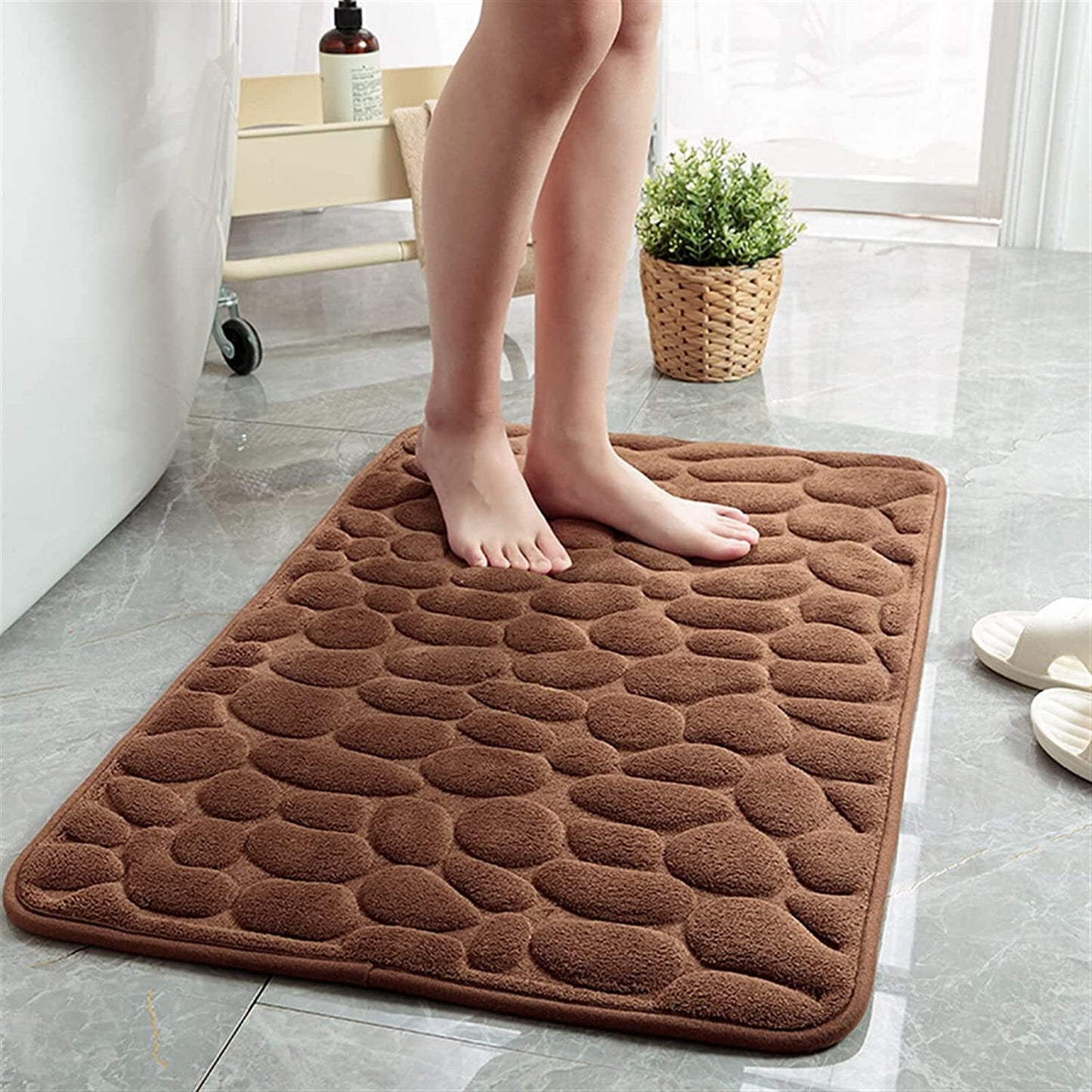 Soft Memory Foam Non Slip Cobblestone Embossing Bath Mat __stock:200 Bath refund_fee:800 show-color-swatches