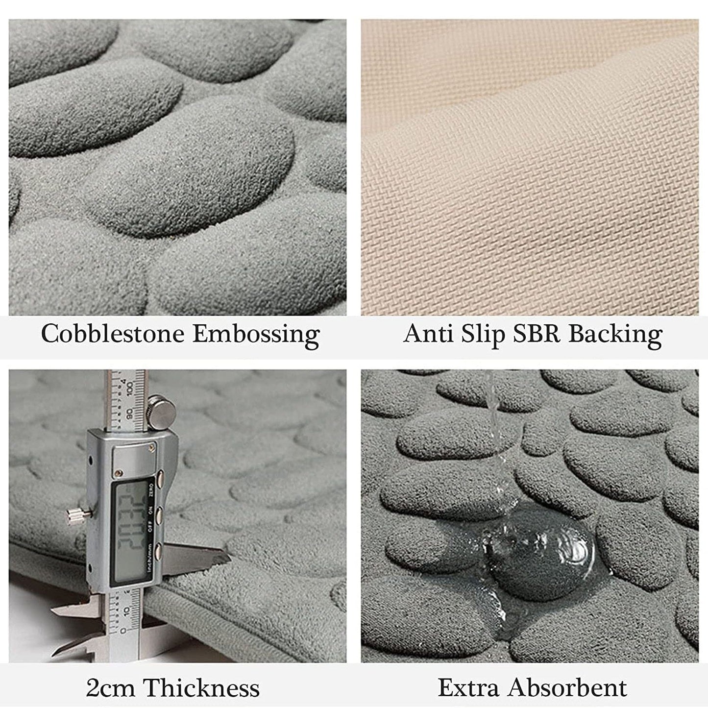 Soft Memory Foam Non Slip Cobblestone Embossing Bath Mat __stock:200 Bath refund_fee:800 show-color-swatches