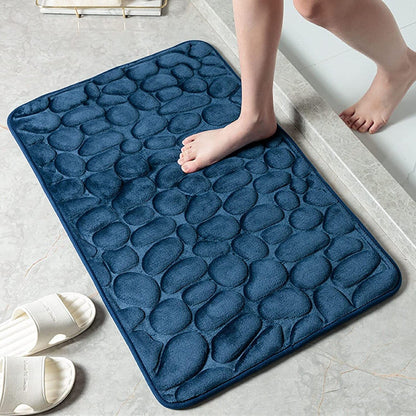 Soft Memory Foam Non Slip Cobblestone Embossing Bath Mat Navy __stock:200 Bath refund_fee:800 show-color-swatches