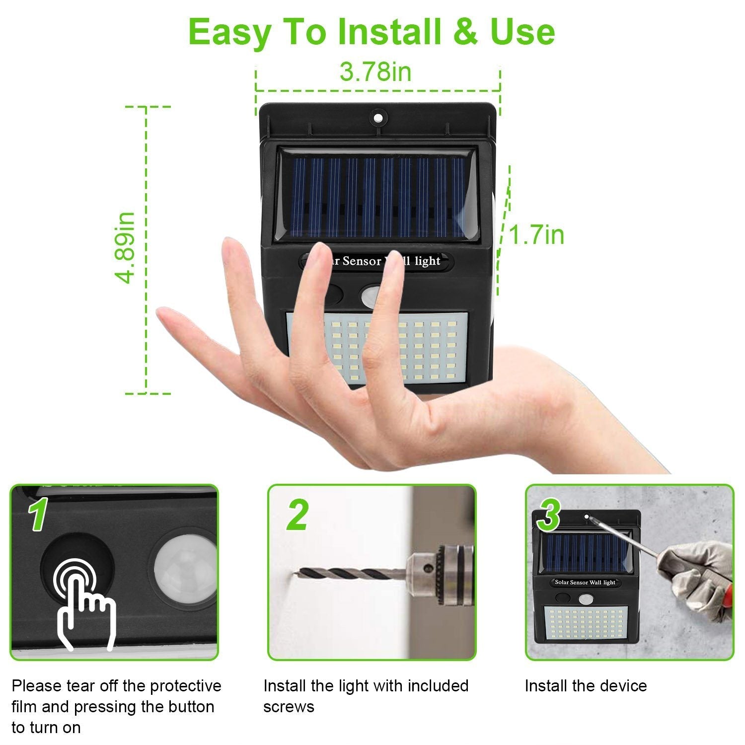 Solar 100 LEDs PIR Motion Sensor Wall Light Low stock Outdoor Lighting refund_fee:800 Warranty