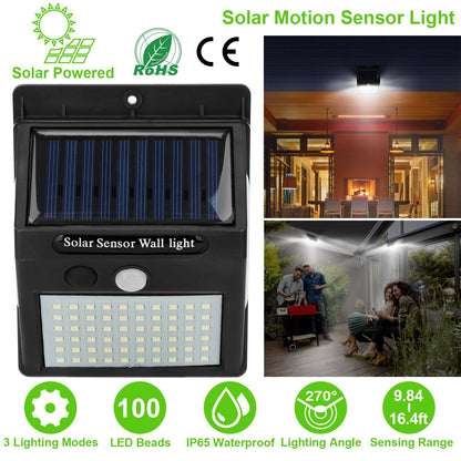 Solar 100 LEDs PIR Motion Sensor Wall Light Low stock Outdoor Lighting refund_fee:800 Warranty