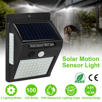 Solar 100 LEDs PIR Motion Sensor Wall Light Low stock Outdoor Lighting refund_fee:800 Warranty