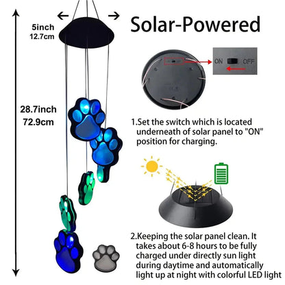 Solar Dog Claw Wind Chime Light __stock:200 Garden & Patio refund_fee:1200 Warranty