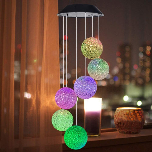 Solar LED Color Changing Wind Chime Light Spinner Hanging Spiral String Light __stock:100 Low stock refund_fee:800 String & Fairy Lights Warranty