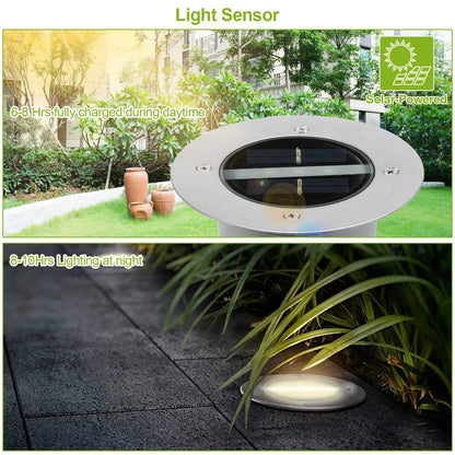 Solar LED Disk Lights IP44 Water Resistant Light Sensor Outdoor Lighting refund_fee:1200 Warranty