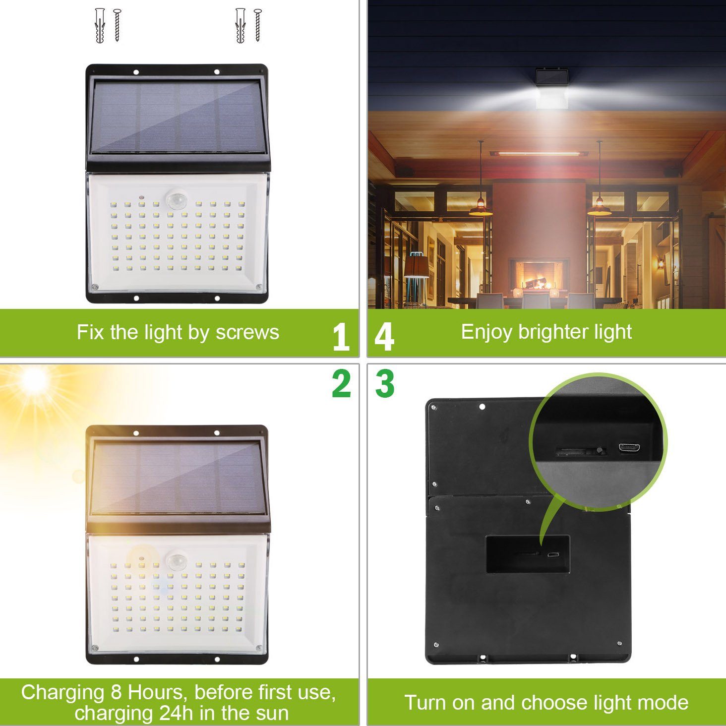 Solar Lights 88 LEDs Outdoor Wall Lamps Low stock Outdoor Lighting refund_fee:1200 Warranty