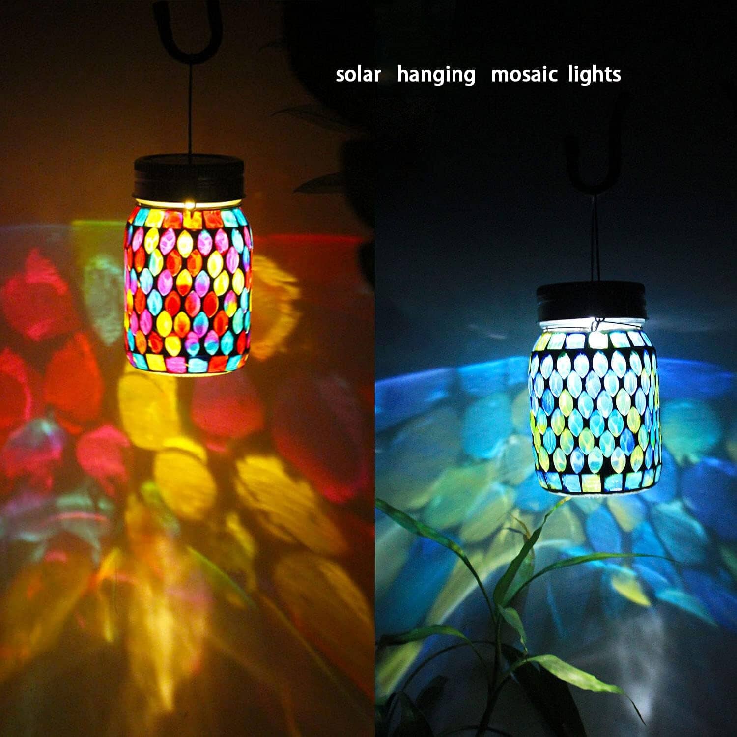 Solar Mosaic LED Waterproof Outdoor Hanging Lanterns __stock:200 Outdoor Lighting refund_fee:1200 Warranty