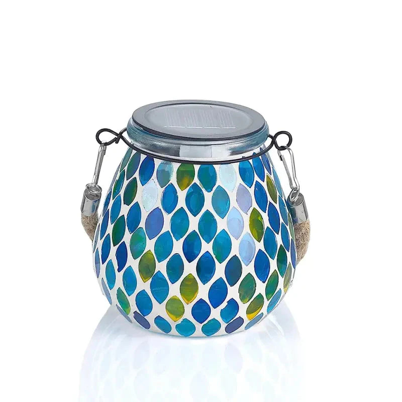 Solar Outdoor Mosaic Lantern Blue __stock:200 Outdoor Lighting refund_fee:1200 Warranty