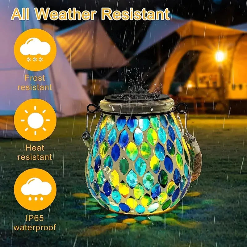 Solar Outdoor Mosaic Lantern __stock:200 Outdoor Lighting refund_fee:1200 Warranty