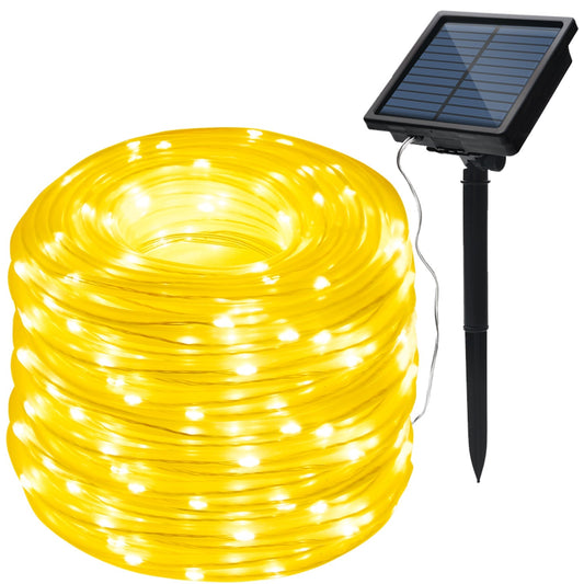 Solar Panel Powered 75.5 Ft. Warm White Rope String Fairy Lights __stock:50 refund_fee:1800 String & Fairy Lights Warranty